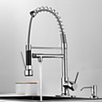 Kitchen faucet with Soap Dispenser- Single Handle Two Holes Electroplated Pull-out / shy;Pull-down / Standard Spout / Tall / High Arc Deck Mounted Contemporary Kitchen Taps