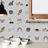 Kitchen Oil-proof And Waterproof Tile Stickers Crystal Film Geometric Cartoon Bear Pattern Tile Renovation Thickened Wall Stickers miniinthebox