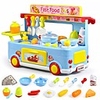 kitchen playset 29 pieces cooking toys,  analog stoves and pans pot utensils pretend play food bus set for kids preschool and toddlers (blue)
