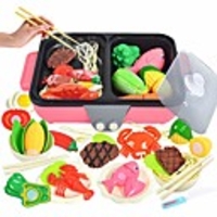 kitchen playset for kids,  37pcs 2-in-1 mini hot pot and barbecue grill pretend play simulation kitchen toys for children (pink)