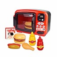 kitchen playsets kids mini kitchen playsets simulation microwave analog sound lighting/educational toys environmental abs gift set red