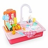 kitchen sink toy pretend food - wash up kitchen sets with running water for kids playhouse accessories indoor outdoor playset for boys girls toddler (red)