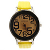 Korea Style Leather Band Preppy Style Big Dial Quartz Men Women Wrist Watch - Yellow