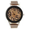 Korea Style PU Leather Band Preppy Style Big Dial Quartz Men Women Wrist Watch - Brown
