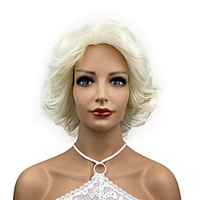 Korte Golvend Golf Krullend Hittebestendige Synthetisch Haar Pruiken Voor Vrouwen Meisjes Feestavond Out Bleke Blonde miniinthebox