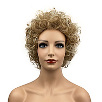 Korte Golvend Golf Krullend Hittebestendige Synthetisch Haar Pruiken Voor Vrouwen Meisjes Feestavond Out Golden Blonde miniinthebox