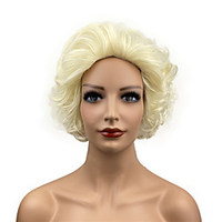 Korte Golvend Golf Krullend Pluizige Hittebestendige Synthetisch Haar Pruiken Voor Vrouwen Meisjes Met Pony Feestavond Out Blonde miniinthebox