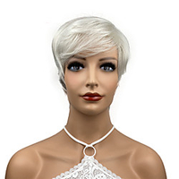 Korte Rechte Hittebestendige Synthetische Pruiken Voor Oude Dame Vrouwen Met Pony Thema Feestavond Out Dating Fun Wit miniinthebox