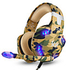 KOTION EACH G2600 Camouflage Gaming Headset Noise Cancelling Headphones Wired Earphone with Mic LED Light for PC