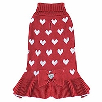KYEESE Dog Sweater Dress Turtleneck Polka Dot Dog Sweaters with Leash Hole Knitwear Warm Pet Sweater with Pom Pom Ball miniinthebox