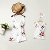 Lace Decor V-neck Flower Print Tank Rompers for Mommy-girl-baby miniinthebox