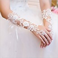 Lace Elbow Length Glove Bridal Gloves With Rhinestone / Floral / Appliques