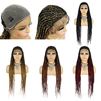 Lace Front Wig Box Braids Wig For Black Women Cornrow Braided Lace Wigs With Baby Hair African Style Lace Frontal Free Cap miniinthebox