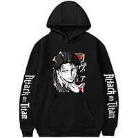 ladies attack on titan hoodies characters logo text printed solid color women pullover(2xl, black 15863) miniinthebox