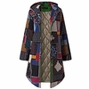 ladies coat,  women plus size hooded long sleeve vintage batik print fleece thicken coats button casual new look navy miniinthebox
