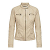 ladies leather faux leather jacket bandit pu biker noos,  size 40 (manufacturer size: 40),  beige (oxford tan) miniinthebox