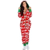 ladies pyjamas set christmas printed santa costume hooded onesies for women xmas jumpsuit red long sleeve romper homewear zipper pajamas s red miniinthebox
