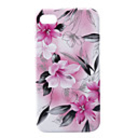 Lagging Protective PVC Case Cover for iPhone 4(Pink, Folower Image)