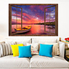 Landscape Sunset Sea Lone Boat Wall Stickers 3D Wall Stickers Decorative Wall Stickers PVC Home Decoration Wall Decal Wall Decoration 1pc