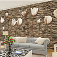 Large 3D Stereo Wallpaper Mural Simple Flower Stone Wall Room Living Room Bedroom TV Background Vinyl Wallcoving XXXL 448cm280cm XXL 416cm254cm XL312cm219cm
