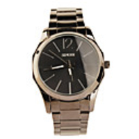 Large Dial Stainless Steel Round Shape Quartz Watch Silver Scale