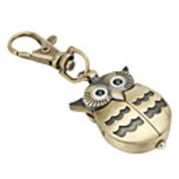 Large Owl with Little Feather of Unisex Alloy Analog Quartz Keychain Watch (Bronze)