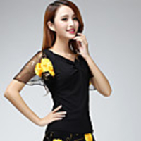 Latin Dance Ballroom Dance Top Embroidery Ruching Paillette Women