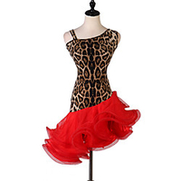 Latin Dance Dress Cascading Ruffles Split Joint Women
