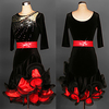 Latin Dance Dress Glitter Cascading Ruffles Women