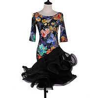 Latin Dance Dress Pattern / Print Cascading Ruffles Women
