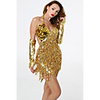 Latin Dance Dress Tassel Solid Paillette Women