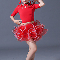 Latin Dance Skirts Crystal / Rhinestone Girls