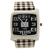 Lattice Style Leather Band Fashion Square Face Wrist Quartz Watch - Black