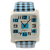 Lattice Style PU Leather Band Fashion Square Face Wrist Quartz Watch - Blue