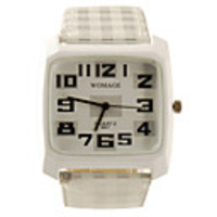 Lattice Style PU Leather Band Fashion Square Face Wrist Quartz Watch - White