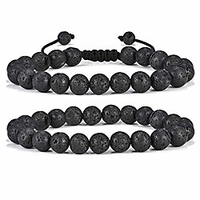 lava bracelet gifts for him - natural black lava rock black agate stone women mens anxiety bracelet,  aromatherapy essential oil diffuser healing bracelet retirement gifts for men