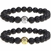 lava rock beads bracelet basketball nature stone bracelet gift for men boys 2pcs