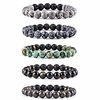 lava rock stone essential oil diffuser bracelet - natural semi precious gemstone beads healing crystal bracelet(3 set of 5)