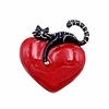 laxpicol lovely red black enamel cat and heart brooch for girlfriend broach pin miniinthebox