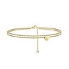 layered heart ankle bracelets for women,  14k gold filled initial anklets for women ankle bracelet alphabet with extension anklet with initials u