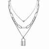 layered necklace lock key pendant punk long chain statement choker for women men (silver1) (silver)