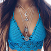 Layered Necklace Long Necklace Long Elephant Moon Crescent Moon Ladies Bohemian Vintage European Alloy Silver 70 cm Necklace Jewelry For Daily