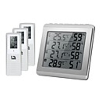 LCD Digital Wireless Indoor/Outdoor Thermometer Hygrometer Four-channel / Temperature Humidity Meter with 3 Outdoor Transmitter Comfort Level