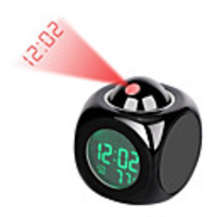 LCD Projection LED Display Time Digital Alarm Clock Talking Voice Prompt Thermometer Snooze Function Desk