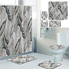 Leaf Drawing Printed Bathtub Curtain Liner Covered With Waterproof Fabric Shower Curtain For Bathroom Home Decoration With Hook Floor Mat And Four-piece Toilet Mat