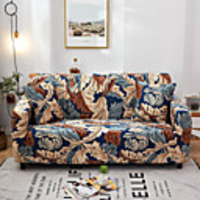 Leaf Print 1-Piece Sofa Cover Couch Cover Furniture Protector Soft Stretch Slipcover Spandex Jacquard Fabric Super Fit for 1~4 Cushion Couch and L Shape Sofa, Easy to Install(1 Free Cushion Cover)