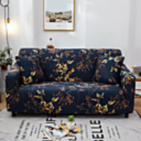 Leaf Print 1-Piece Sofa Cover Couch Cover Furniture Protector Soft Stretch Slipcover Spandex Jacquard Fabric Super Fit for 1~4 Cushion Couch and L Shape Sofa, Easy to Install(1 Free Cushion Cover)