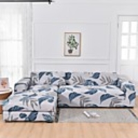 Leaf Print 1-Piece Sofa Cover Couch Cover Furniture Protector Soft Stretch Sofa Slipcover Spandex Jacquard Fabric Super Fit for 1~4 Cushion Couch and L Shape Sofa, Easy to Install(1 Free Cushion Cover)