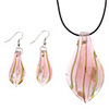 Leaf Shape Coloured Glaze Earrings Necklace Jewelry Set