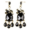 Leaf Shape Dark Queen Gem-Studded Earrings
